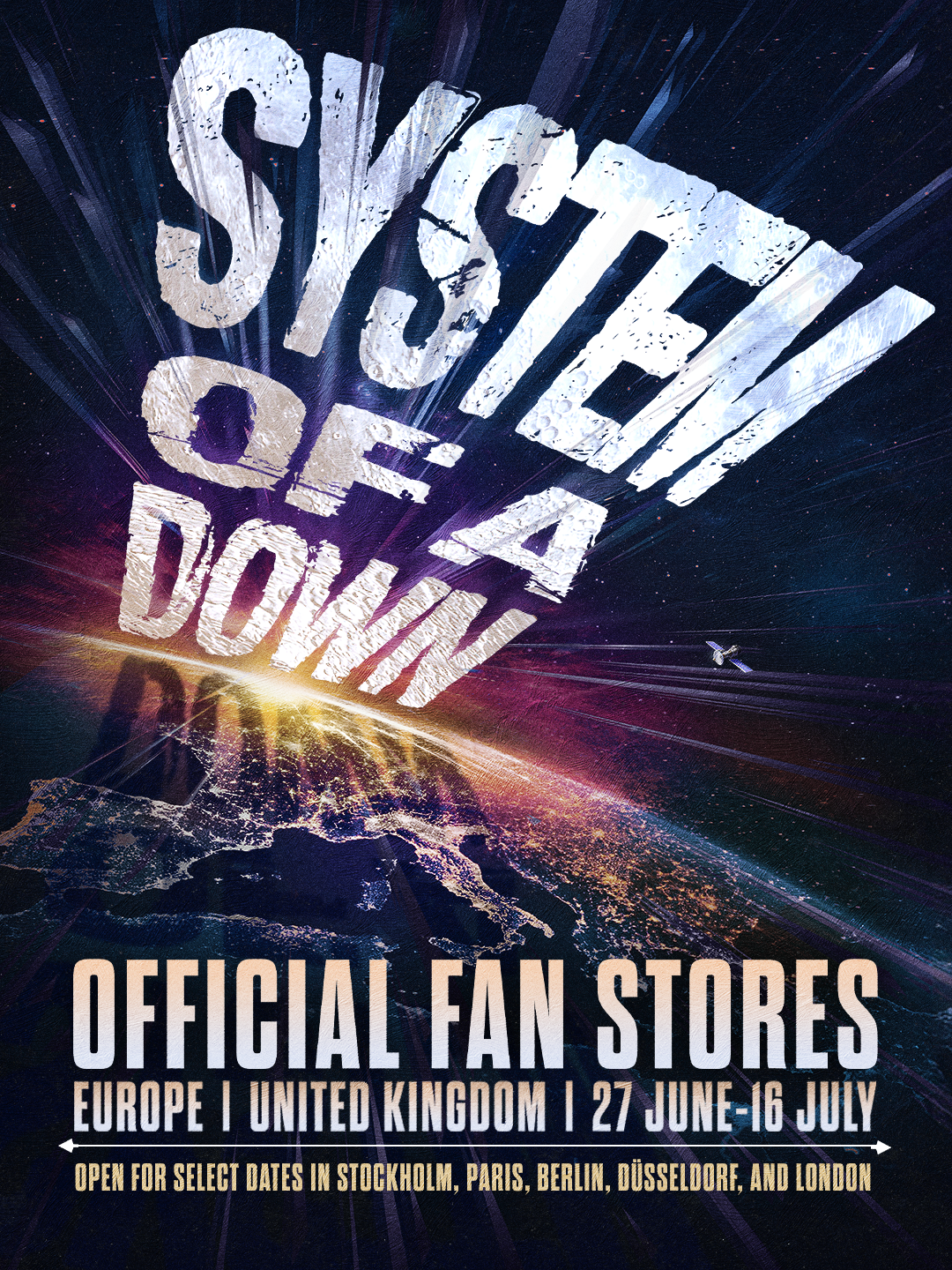 Officiella System Of A Down-fanbutiker öppnar i samband med sommarens utsålda stadionturné i Europa!